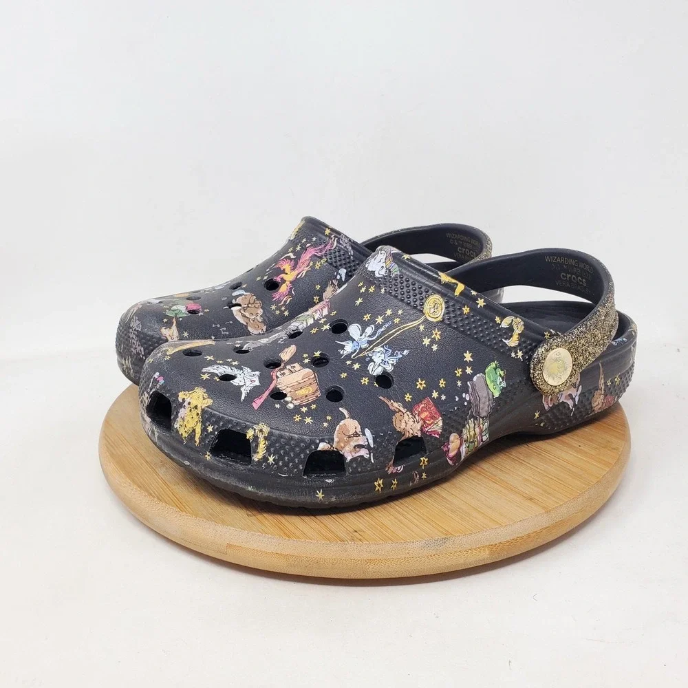 CROCS Harry Potter Vera Bradley Clog Kids 3 Black Gold Boys Girls Sandal Shoes